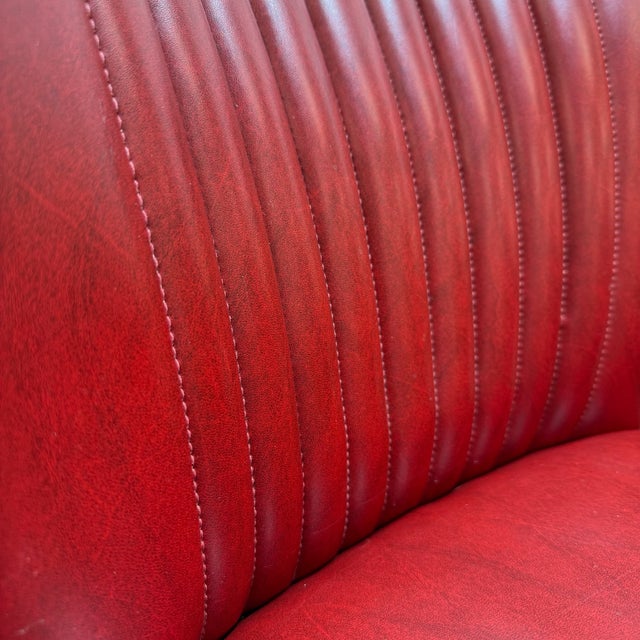 Mid-Century Modern Cocktail Chairs in Red Faux Leather, 1950s, Set of 2 For Sale - Image 9 of 16