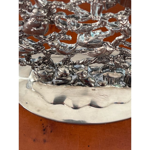 Vintage Pair of Silverplate Christmas Tree Candle Holders For Sale - Image 11 of 12