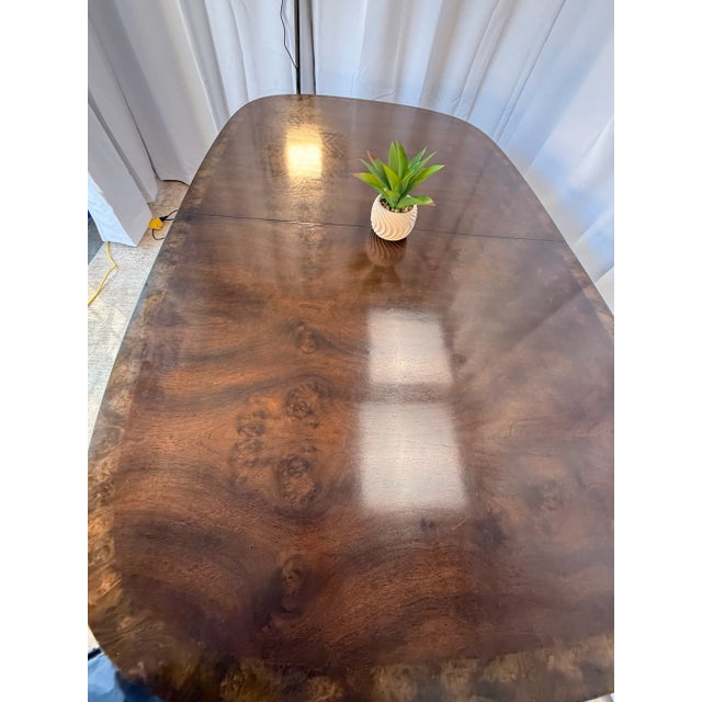 Mastercraft Walnut and Brass Dining Table With 2 X 20 Inch Leaf Extensions For Sale - Image 9 of 12