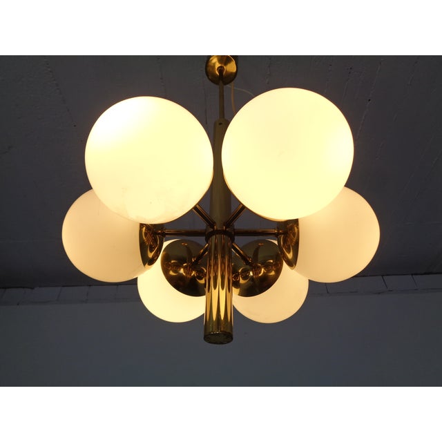 Gold Sputnik Brass and Glass Ceiling Chandelier from Kaiser Idell / Kaiser Leuchten, Germany, 1960s For Sale - Image 8 of 18
