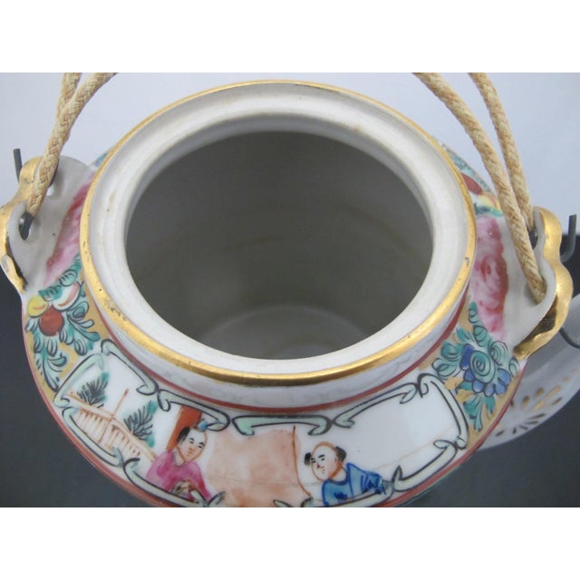 Chinese Famille Rose Medallion Bird Butterfly & Figural Porcelain Teapot For Sale - Image 15 of 17