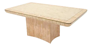 Brass & Tessellated Marble Stone Tile Top Dining Conference Tables