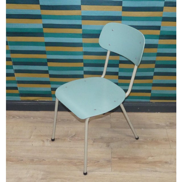 Wood Industrial Pastel Blue Chairs, Netherlands, 1960s, Set of 2 For Sale - Image 7 of 11