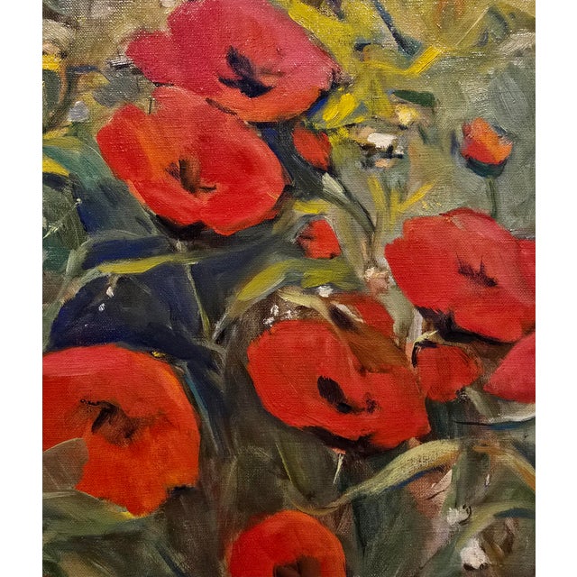 Babken Kolozian - Red Poppy Field 1979-Original Armenian Mid-Century Oil Painting For Sale In Los Angeles - Image 6 of 13