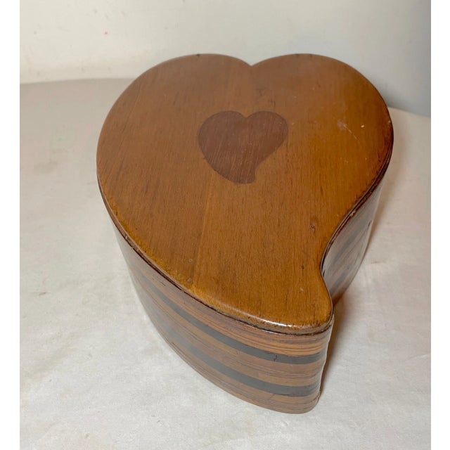 Antique 19th Century Handmade Inlaid Marquetry Parquetry Heart Wood Jewelry Box For Sale - Image 10 of 13