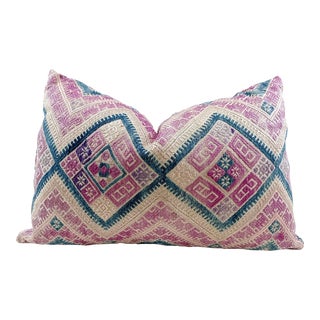 Authentic One of a Kind Vintage Chinese Wedding Blanket Embroidered Pillow For Sale