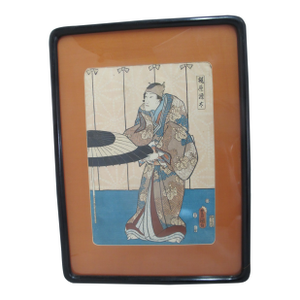 Toyokuni III Kunisada Japanese Woodblock Print Kabuki Actor Genta Kajiwara