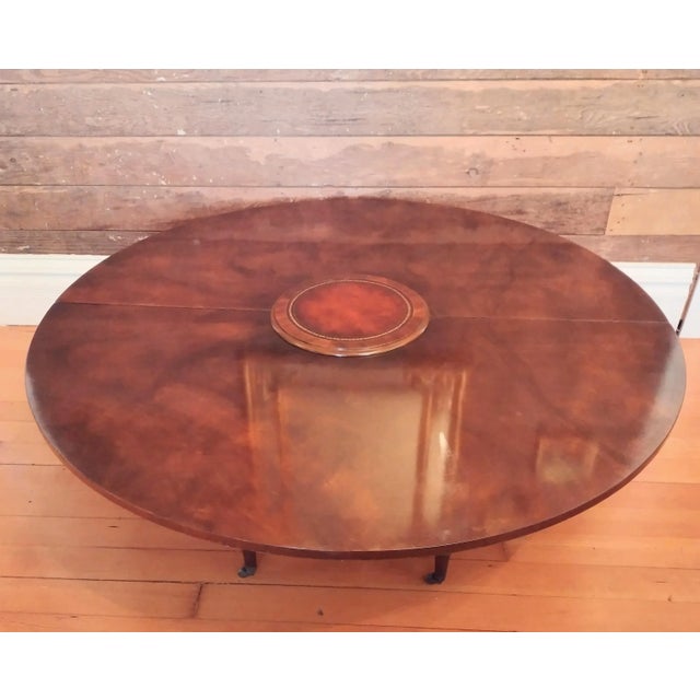 Art Nouveau 1950's Vintage Mahogany Half Moon- Full Moon Coffee Table With Lazy Susan For Sale - Image 3 of 13
