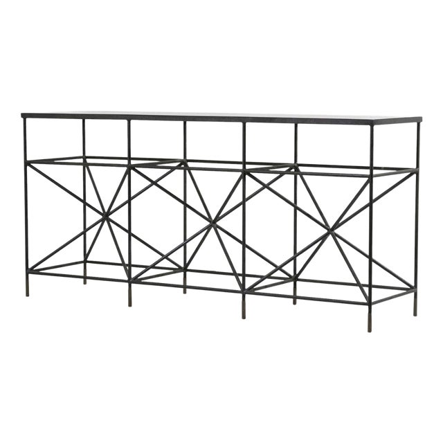 Italian Steel & Marble Sideboard or Shelf by Giovanni Ferrabini, 1950s For Sale
