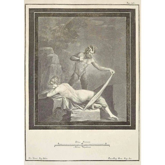 Nicola Vanni, Ancient Roman Fresco Herculaneum, Etching, 18th Century For Sale