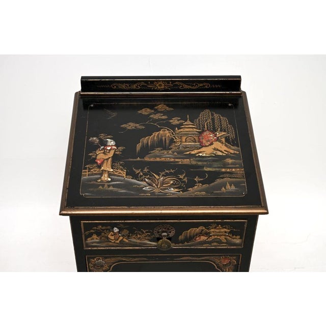Wood Antique Chinoiserie Lacquered Bedside Cabinet, 1900s For Sale - Image 7 of 12