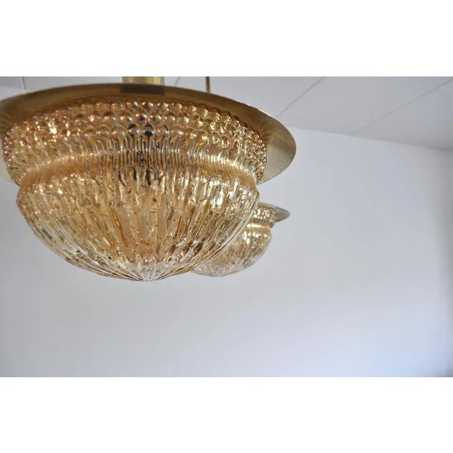 1960s Mid-Century Danish Glass and Brass Chandeliers by Vitrika, Set of 2 For Sale - Image 5 of 17
