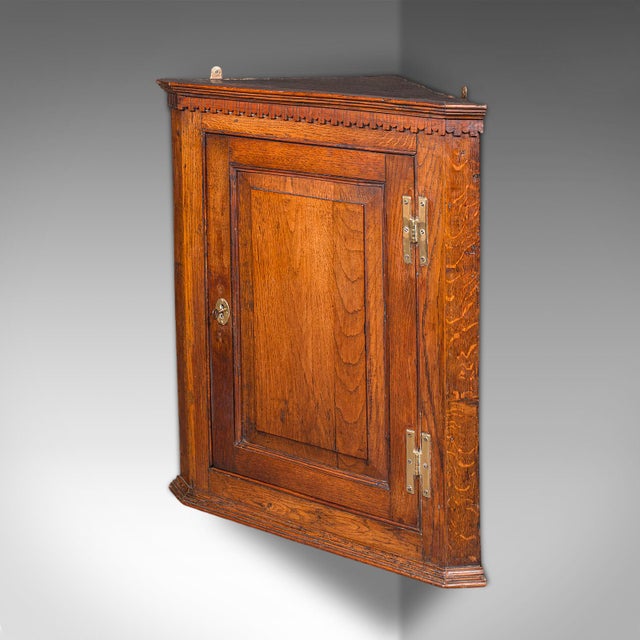 Mid 18th Century Small Antique Corner Cabinet, English, Golden Oak, Hanging Cupboard, Georgian For Sale - Image 5 of 10