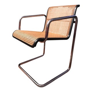 Vintage Chrome Cantilever Cane Arm Chair For Sale