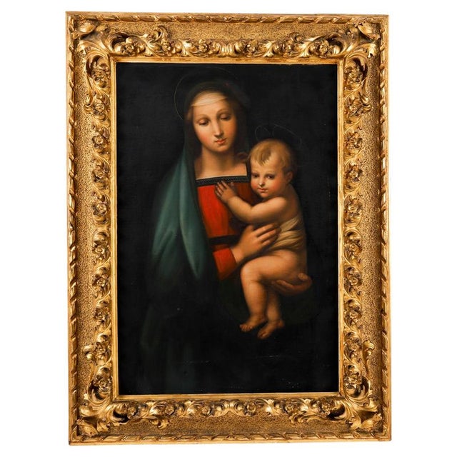 Madonna Del Granduca Follower of Raphael, 1800s, Canvas For Sale - Image 11 of 11