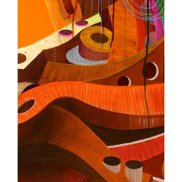 This painting combines elements of cubism and abstraction to capture the fluidity of human thought and decision-making in...