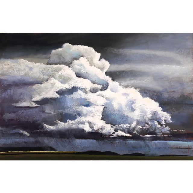 Most Faithful Mirror by Natasha Isenhour | Pastel Painting of dramatic clouds in a dark sky For Sale