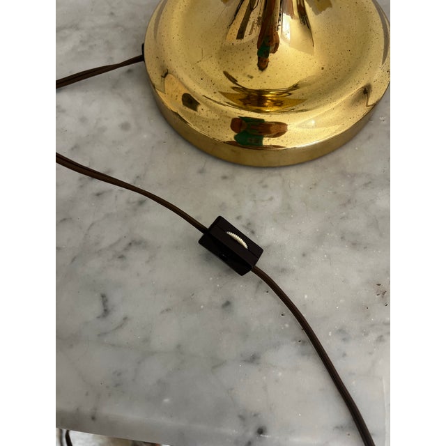 1970s 1970s Brass Tulip Style Lamp With Glass Shade For Sale - Image 5 of 12