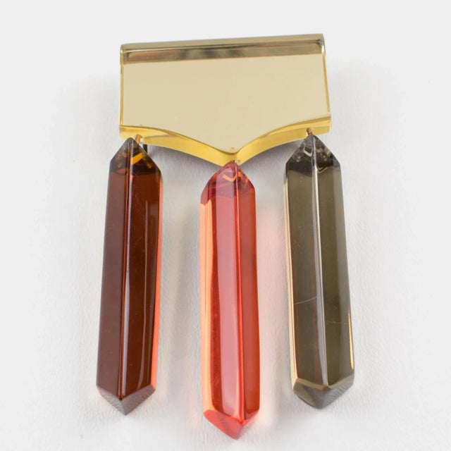 1980s Kaso Oversized Dangling Lucite Pin Brooch For Sale - Image 5 of 8