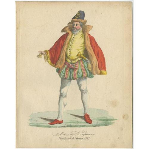 Early 19th Century Merchant from Meissen Dresden, 1805, Engraving on Paper For Sale - Image 5 of 5