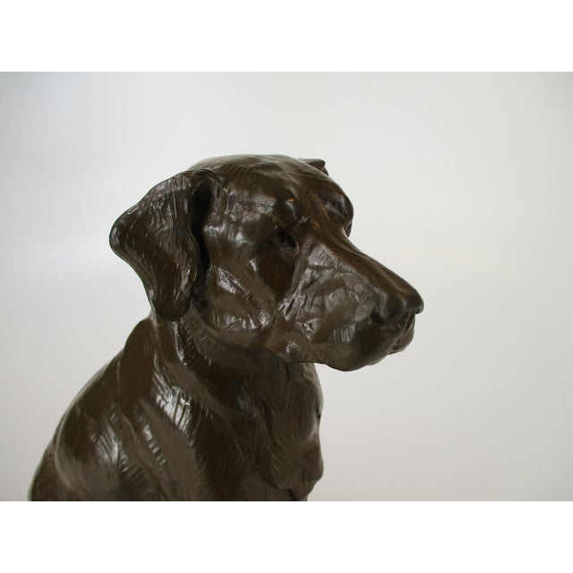 Dan Ostermiller, Bronze Dog, Lab, Labrador Sitting Statue, Wooden Bace Artist Signed: 1995, 2/20 For Sale - Image 15 of 18