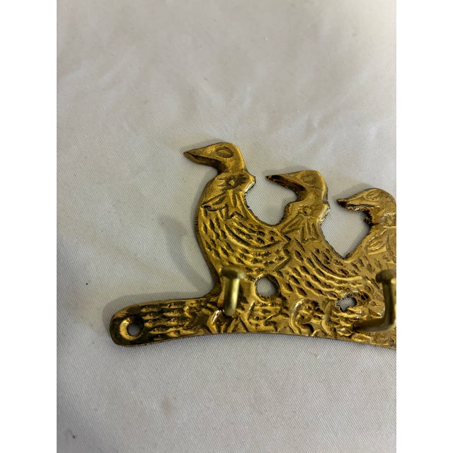 Mid-Century Modern Vintage Brass Three Ducks Wall Hook For Sale - Image 3 of 8