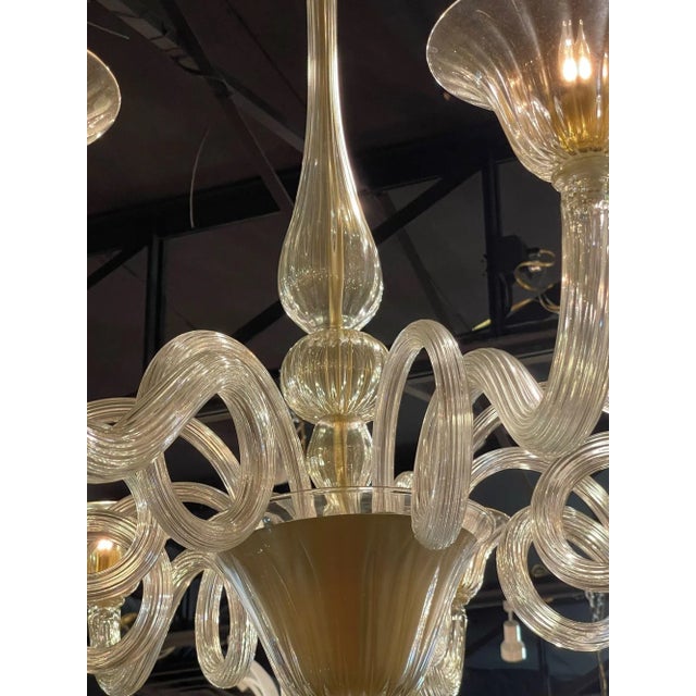 Pair of Early 21st Century Gold Murano Glass Chandeliers For Sale In Dallas - Image 6 of 10