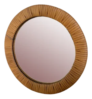 Round Wicker Mirror, 1950s