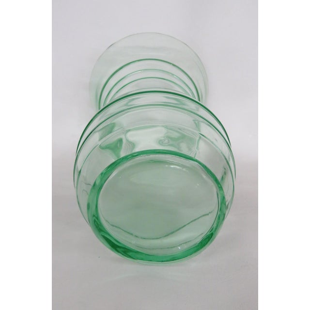 Depression Era Large Green Uranium Glass Vase Ribbed Style With Flared Rim 4868b For Sale - Image 11 of 11
