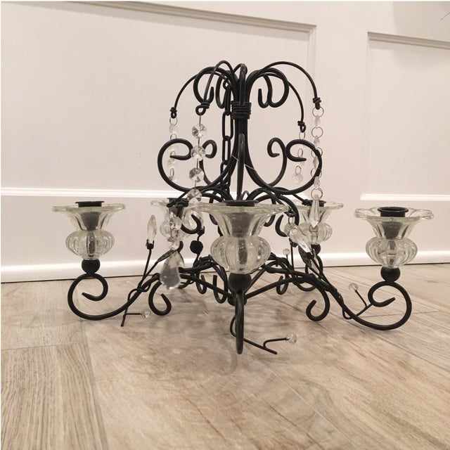 Black Iron Hanging Candle Chandelier Candelabra Chairish
