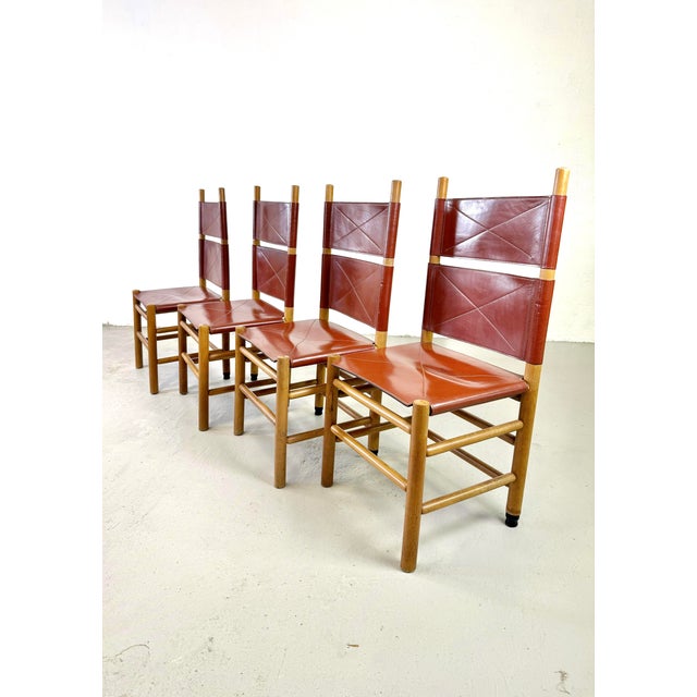 Kentucky Chairs by Carlo Scarpa for Bernini, 1980s, Set of 4 For Sale - Image 6 of 9