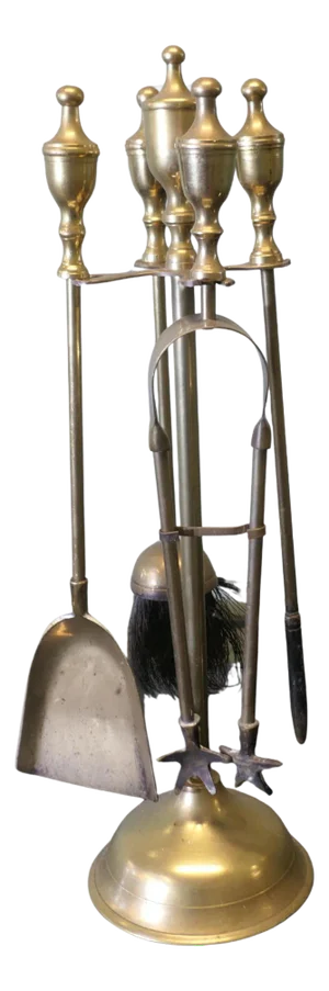 Brass Fireside Tools on Stand, 1960, Set of 5