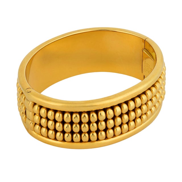 Contemporary 1980s Chaumet French 18k Yellow Gold Abacus Bangle For Sale - Image 3 of 6