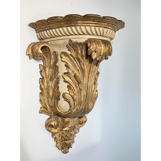 19th Century Pair 19th Century Large Carved Giltwood Wall Brackets in Italian Baroque Style For Sale - Image 5 of 8