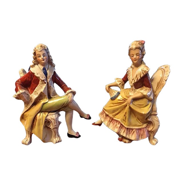Vintage German Porcelain Figures, 1950s, Set of 2 For Sale
