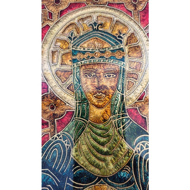 Glass Sacred Image Hammered Glass Panel in the style of Fontana Arte, Italy, 1970s For Sale - Image 7 of 12