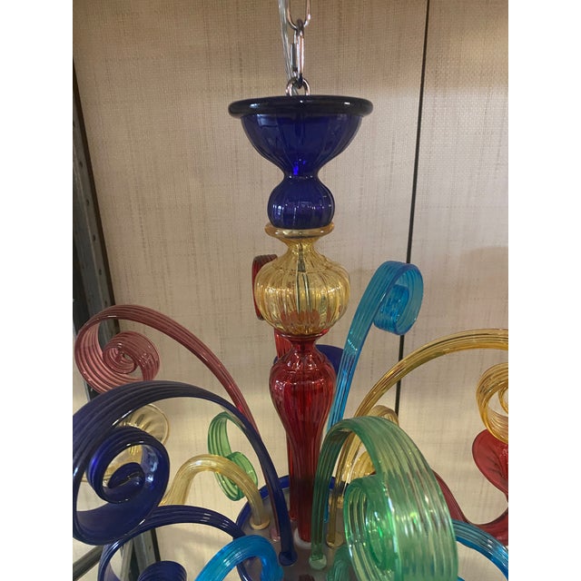 2010s Murano Multicolors Glass Chandelier Random Colors 5 Arms For Sale - Image 5 of 12