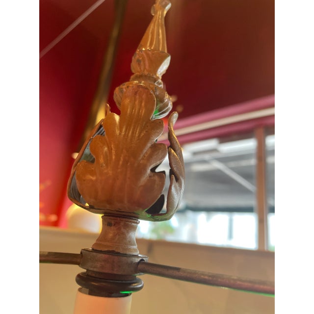 Pair of 1950s Hollywood Regency Table Lamps Carved Wood With Shades For Sale - Image 9 of 12