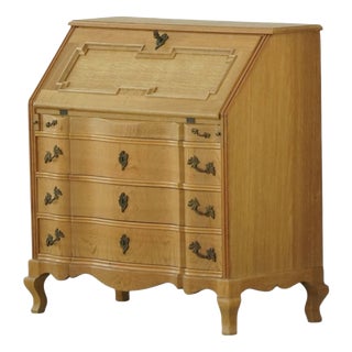 Vintage Danish Oak Drop‑Front Secretaire, 1950s For Sale