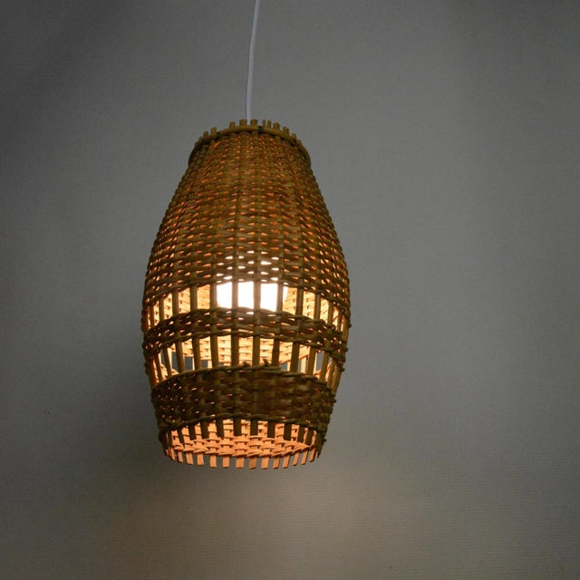 Ceiling Lamp With a Wicker Shade, Denmark, 1960s For Sale - Image 10 of 11
