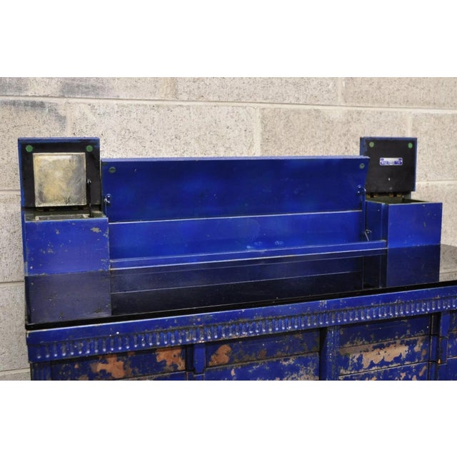 Early 20th Century Vintage American Cabinet Co Steel Metal 24 Drawer Blue Dental Medical Cabinet For Sale - Image 5 of 12