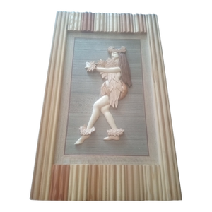 Gorgeous Intarsia Wood Polynesian Dancer Hula Girl Wooden Plaque Excellent Condition