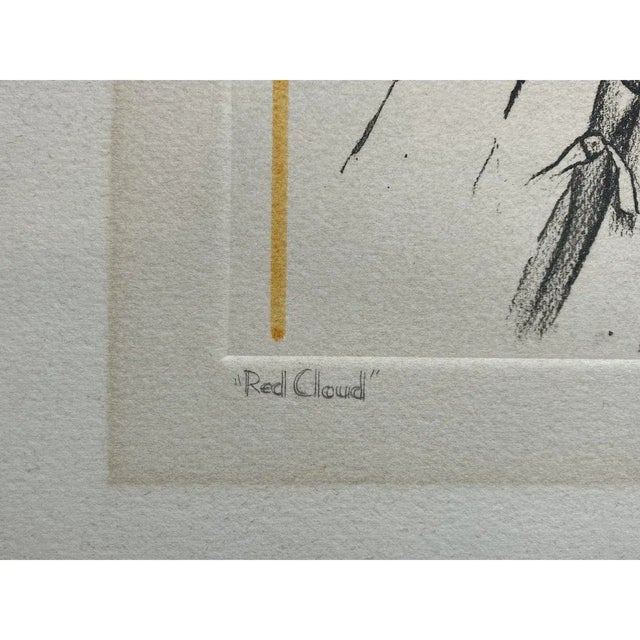 Tom Greenwood "Red Cloud" Limited Edition Embossed Lithograph W/ Watercolor c.1989 For Sale - Image 10 of 12