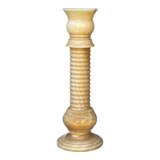 Yellow Color Alabaster Stone Column Floor Lamp Display For Sale