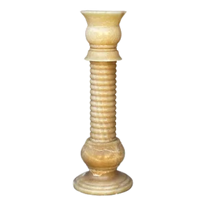 Yellow Color Alabaster Stone Column Floor Lamp Display
