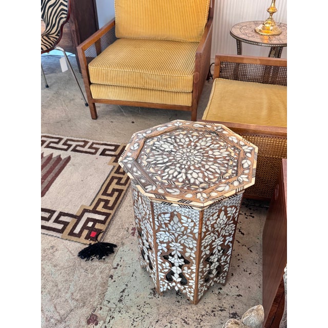 Wood Antique Mid-19th Century Mother-of-Pearl Inlaid Octagonal Side Table For Sale - Image 7 of 8