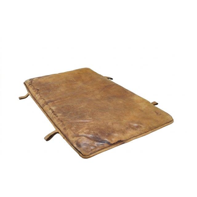 Original 1930s gym mat with a strong industrial character, featuring aged leather and visible patina from decades of use....
