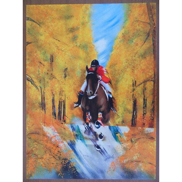 Victor Spahn, Saut d'obstacle en forêt, Lithograph For Sale - Image 4 of 4
