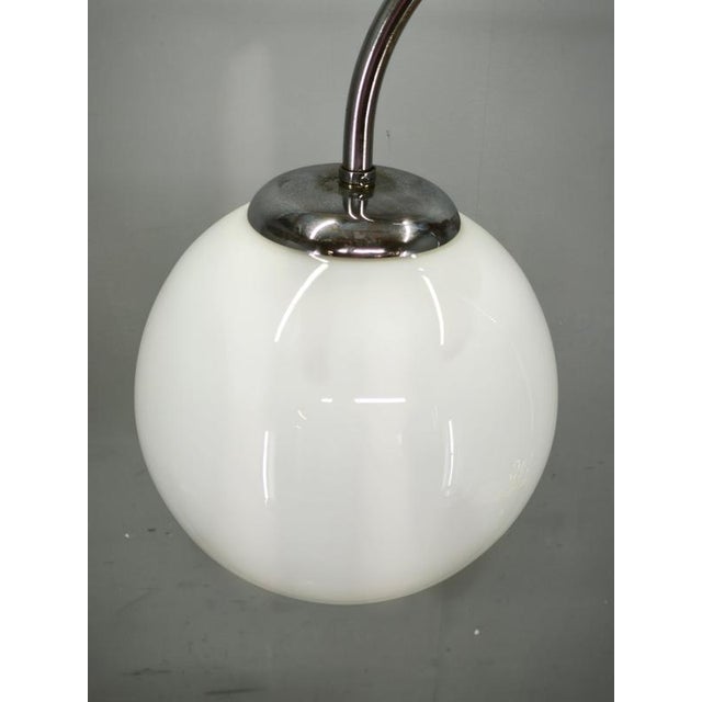 1940s Vintage Art Deco Chrome Floor Lamp with Opaline Globe and Side Table, 1940s For Sale - Image 5 of 11