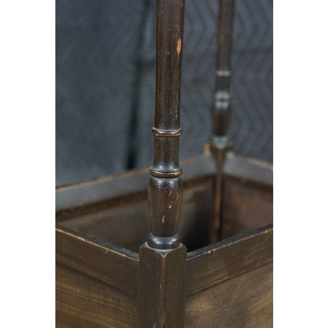 Antique Victorian Revival Mahogany 6 Slot Umbrellas Cane Walking Stick Stand For Sale - Image 16 of 17